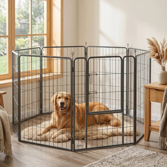 39" Dog Playpen, Portable Foldable 8 Panels, Indoor Outdoor, Large Dogs Houses, Kennels & Pens Black at Gallery Canada