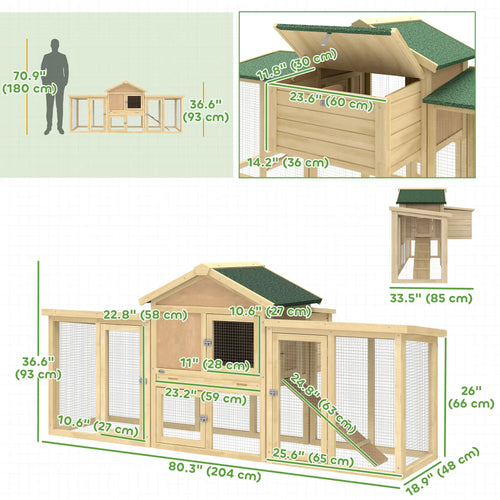 Wooden Chicken Coop, Large Rabbit Hutch, Nesting Box, Run, Ramp, Drawer
