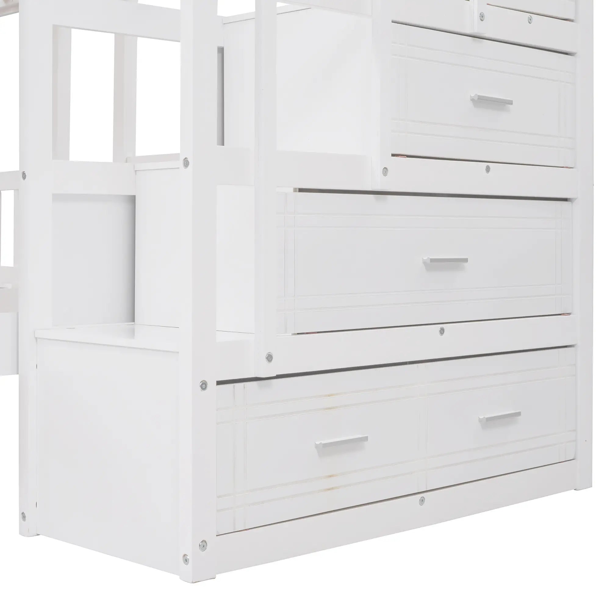 Twin Triple Bunk Bed with Storage Drawers, Pine Wood Frame, 115