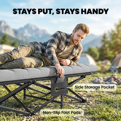 Camping Cot With Soft Pad, 32" Extra Wide, Grey Camping Cots at Gallery Canada