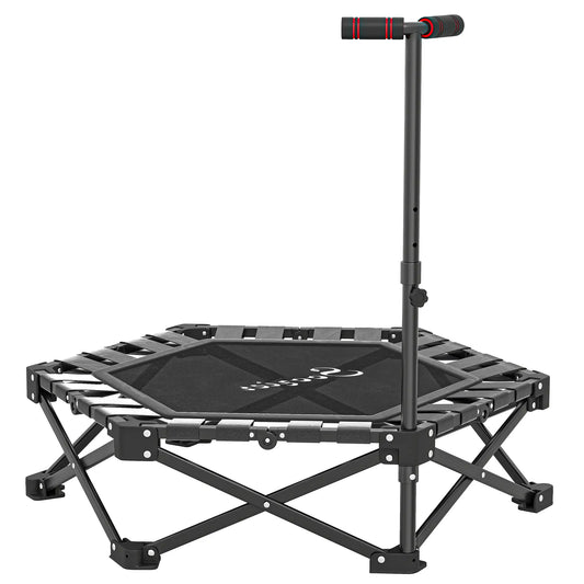 42" Foldable Mini Trampoline with Adjustable Foam Handle Trampolines Black at Gallery Canada
