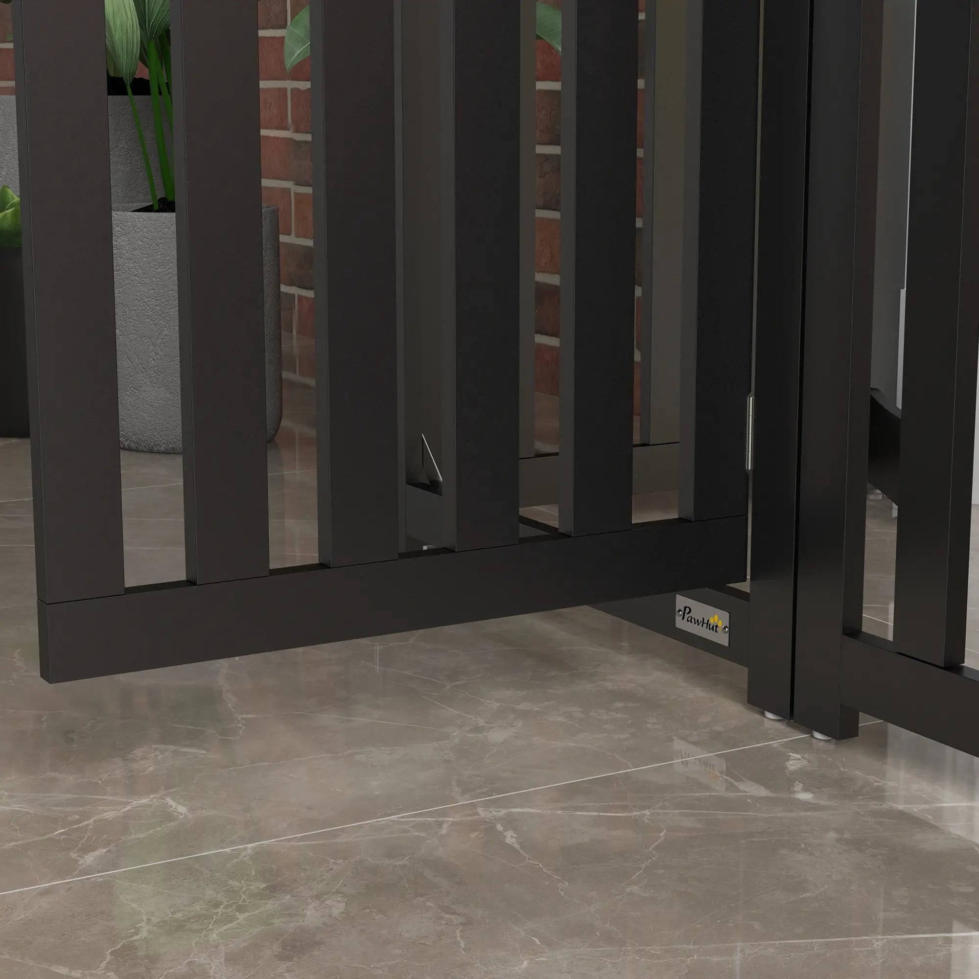 Foldable Dog Gate With Door, 4 Panels Freestanding, Black Houses, Kennels & Pens at Gallery Canada