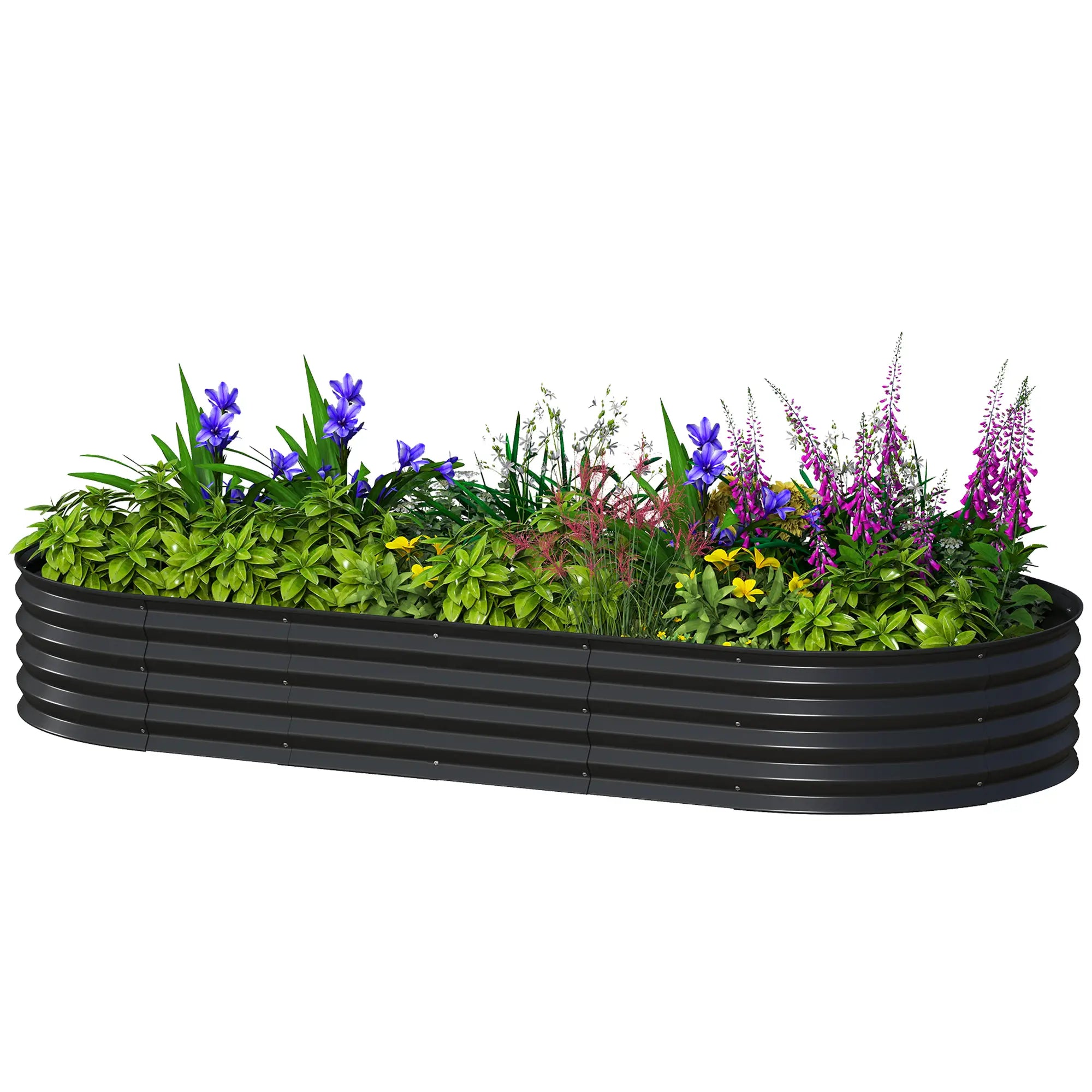 Large Outdoor Planter Box, 7' x 3' x 1', Galvanized Raised Garden Bed, Black