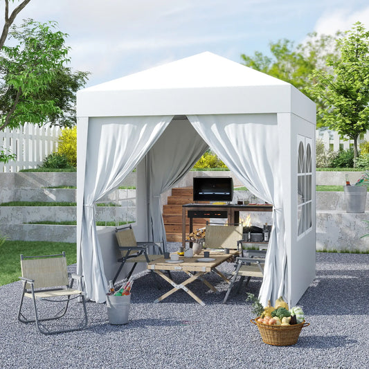 6.6'x6.6' Pop Up Canopy Tent, Instant Sun Shelter, White Pop Up Canopies White at Gallery Canada