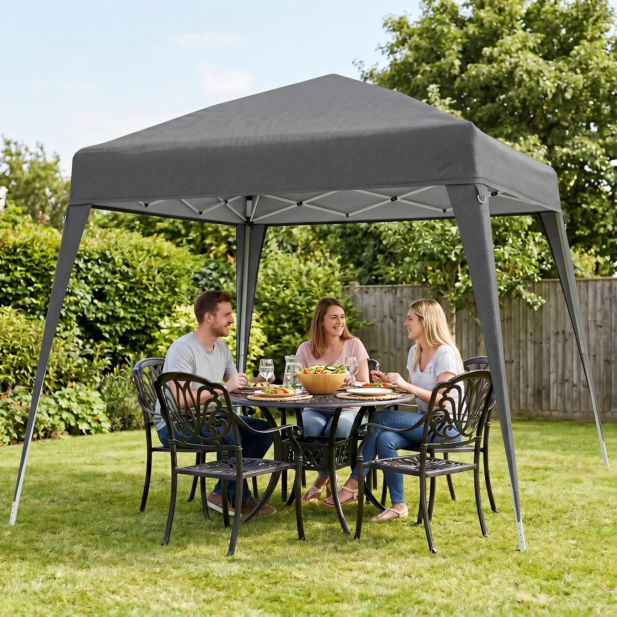 8' x 8' Pop Up Canopy, Outdoor Folding Tent, Portable with Bag, Grey Pop Up Canopies at Gallery Canada