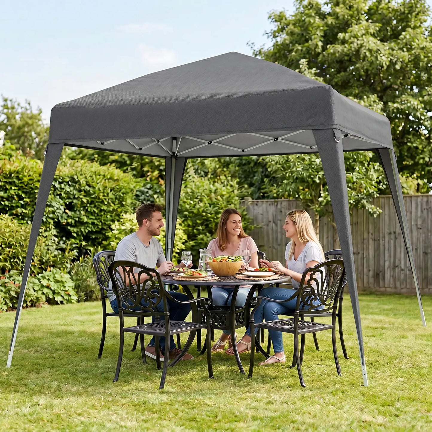 8' x 8' Pop Up Canopy, Outdoor Folding Tent, Portable with Bag, Grey Pop Up Canopies at Gallery Canada