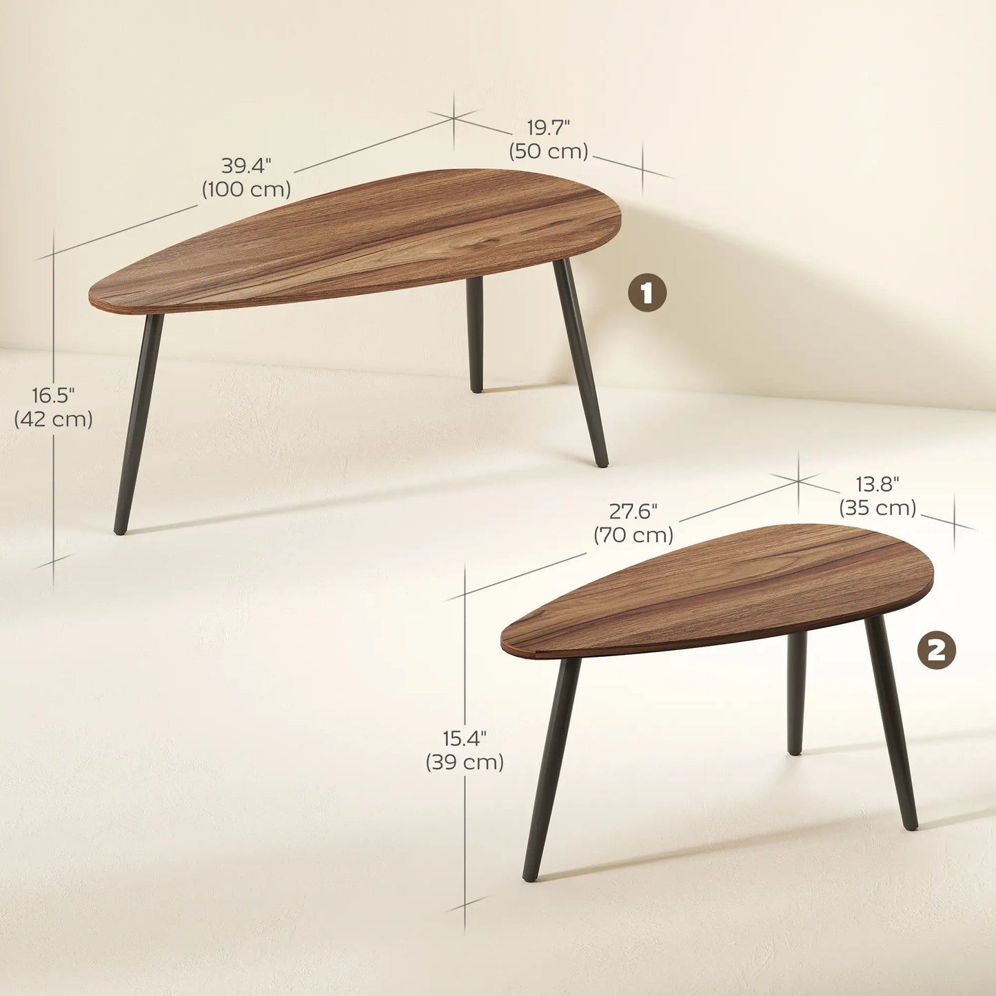2 Pc Coffee Table Set, Industrial Nest Tables, Steel Legs, Brown Coffee Tables at Gallery Canada