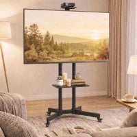 Support de télévision mobile roulant de 32 à 75 pouces, inclinaison, hauteur réglable, noir