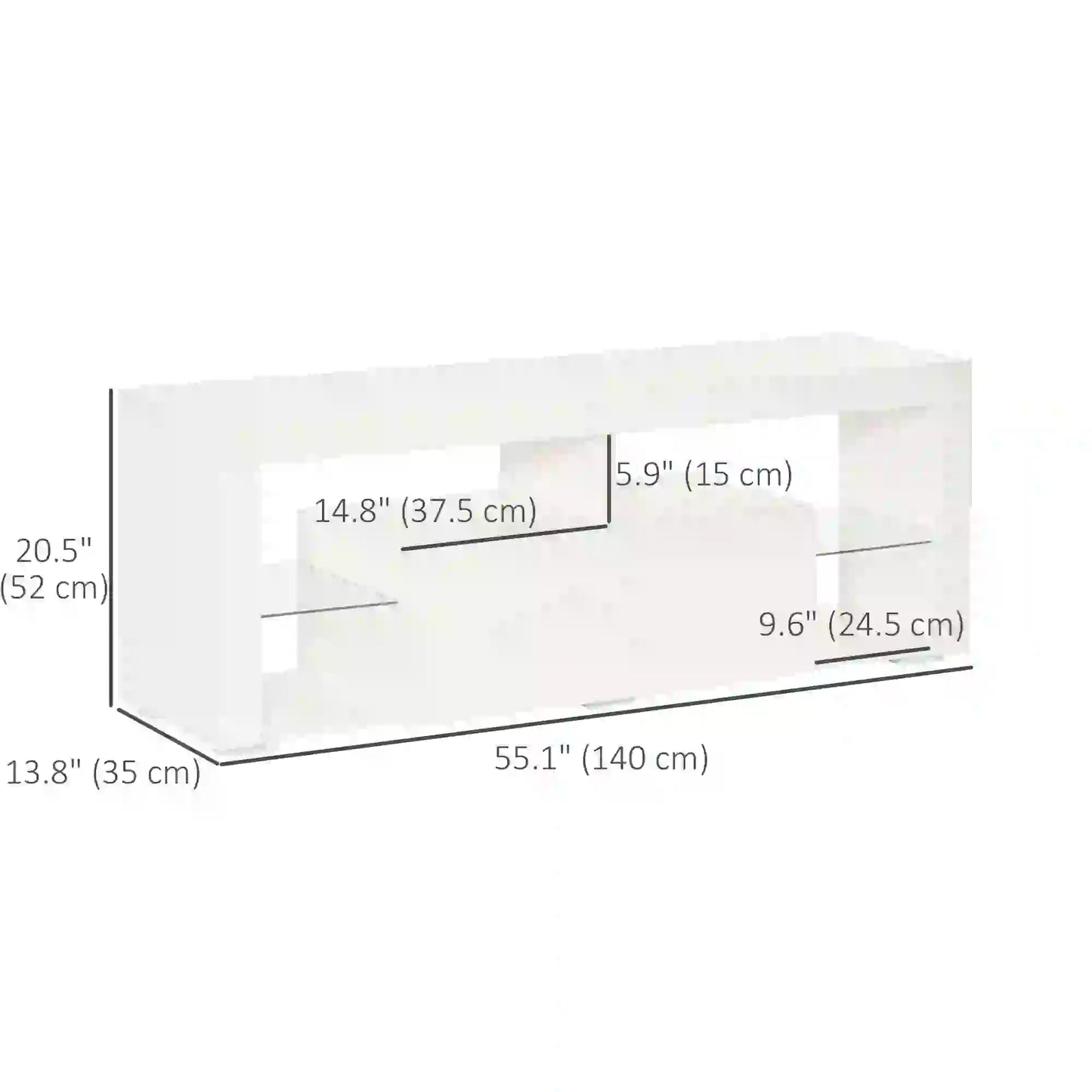 TV Stand for 55-Inch TVs, LED Lights, Remote Control, Storage Drawer, White TV Stands at Gallery Canada