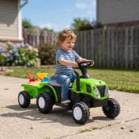 Tracteur pour enfants, véhicule électrique 6V avec remorque détachable, vert