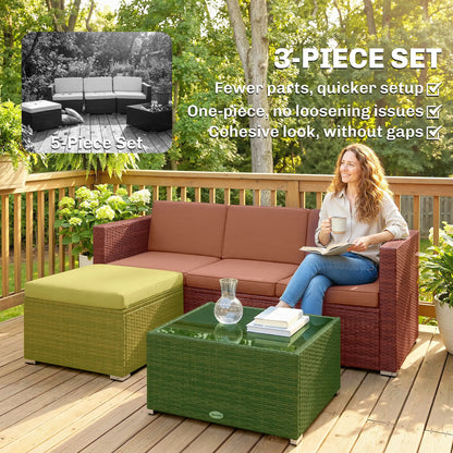 3-Piece Patio Furniture Set, Outdoor PE Rattan Sofa, Khaki Patio Furniture Sets at Gallery Canada