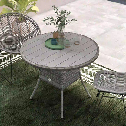 35.4" Outdoor Wicker Dining Table, PE Rattan Patio Furniture, Grey Patio Dining Tables at Gallery Canada