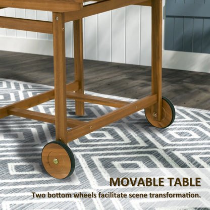 5-Piece Wood Patio Dining Set, Wheeled Table, Folding Chairs with Cushions, Teak Outdoor Dining Sets at Gallery Canada