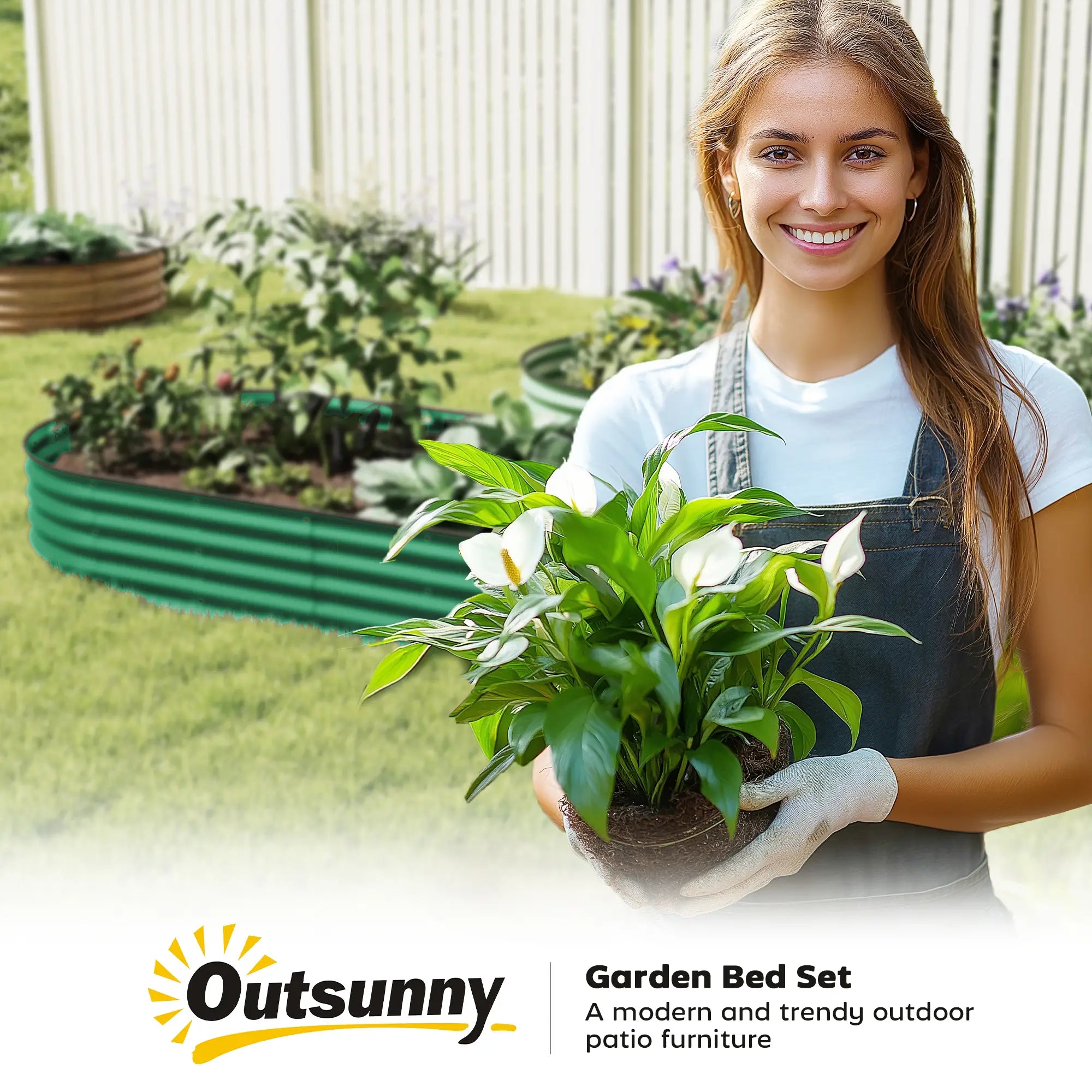 7' x 3' x 1' Galvanized Raised Garden Bed, Green Metal Plant Stake, Green Galvanized Planter Boxes at Gallery Canada
