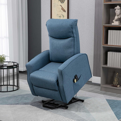 Electric Lift Chair, Power Chair Recliner with 8 Massage Vibration Points, Remote Control, Side Pockets, Blue