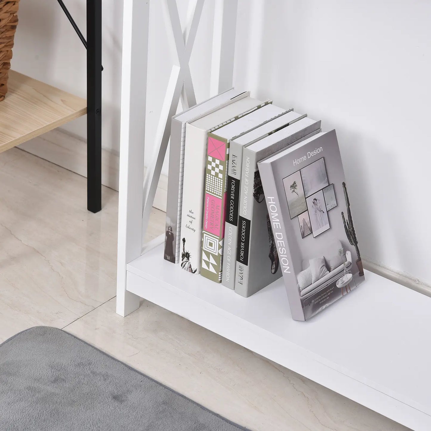 2 Tier X-Design Console Table, Storage Shelf, 24.8 Inch, White Console Tables at Gallery Canada