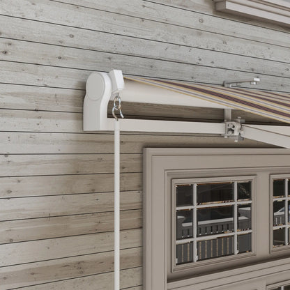 13' x 8' Retractable Patio Awning, Sun Shade, Aluminum Frame, Red Stripe Deck Awnings at Gallery Canada