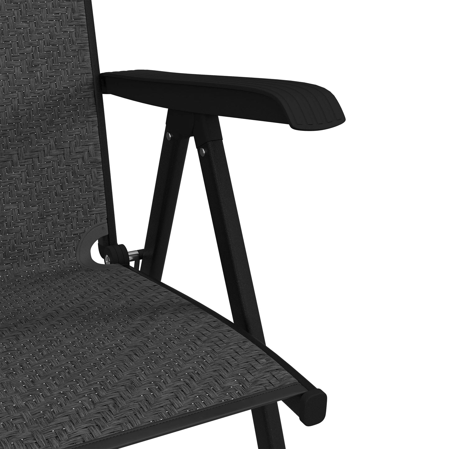 2PCs Outdoor Wicker Folding Chairs, Adjustable Backrest, Grey Patio Chairs at Gallery Canada