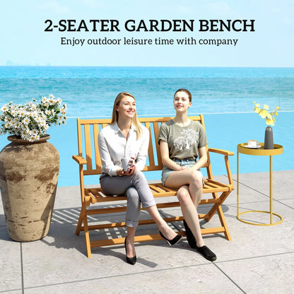 46.5" Foldable Wood Outdoor Bench, Backrest, Armrests, Teak Patio Chairs at Gallery Canada