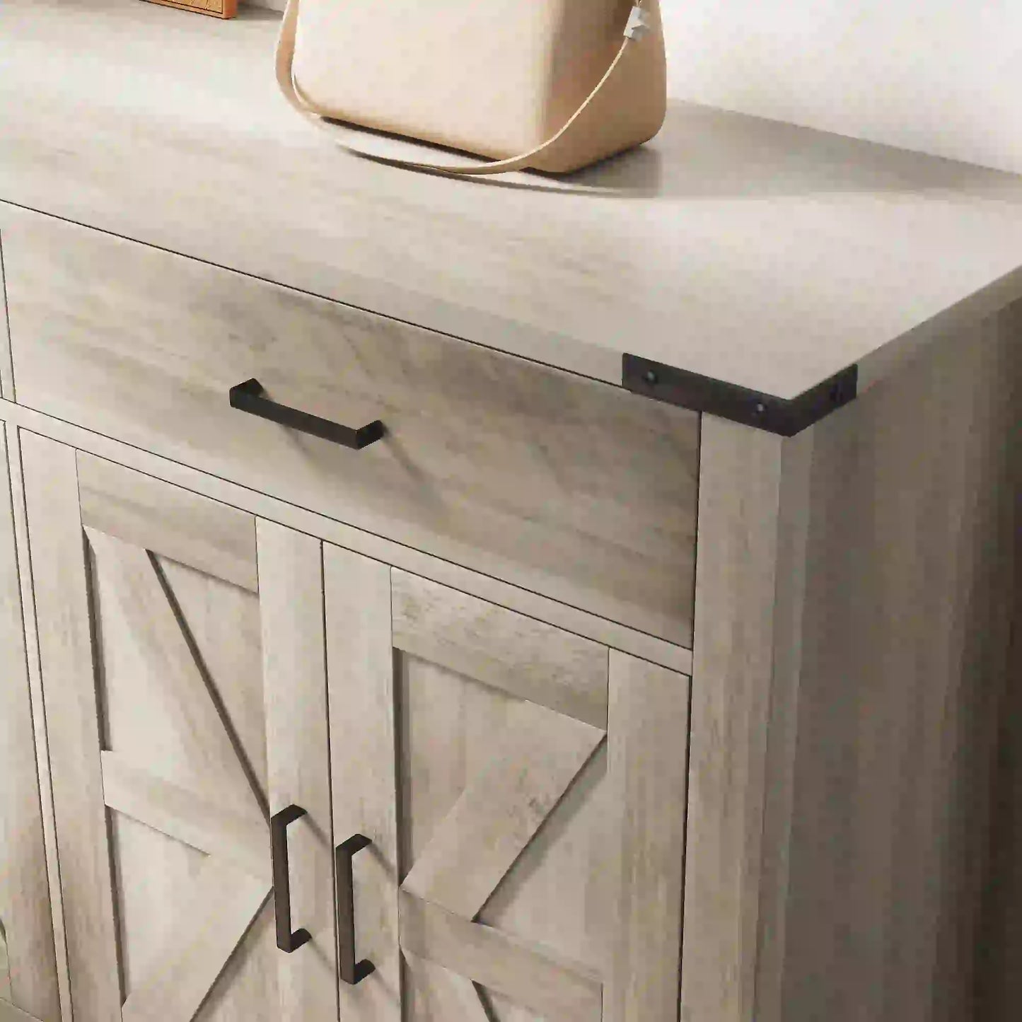 Farmhouse Buffet Cabinet, 2 Drawers, 2 Cabinets, Adjustable Shelves, Grey Bar Cabinets at Gallery Canada