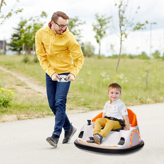 12V Bumper Car, 360 Degree Remote Control, Lights Music Horn, 1.5-5 Years, Orange Electric Toy Cars Orange at Gallery Canada