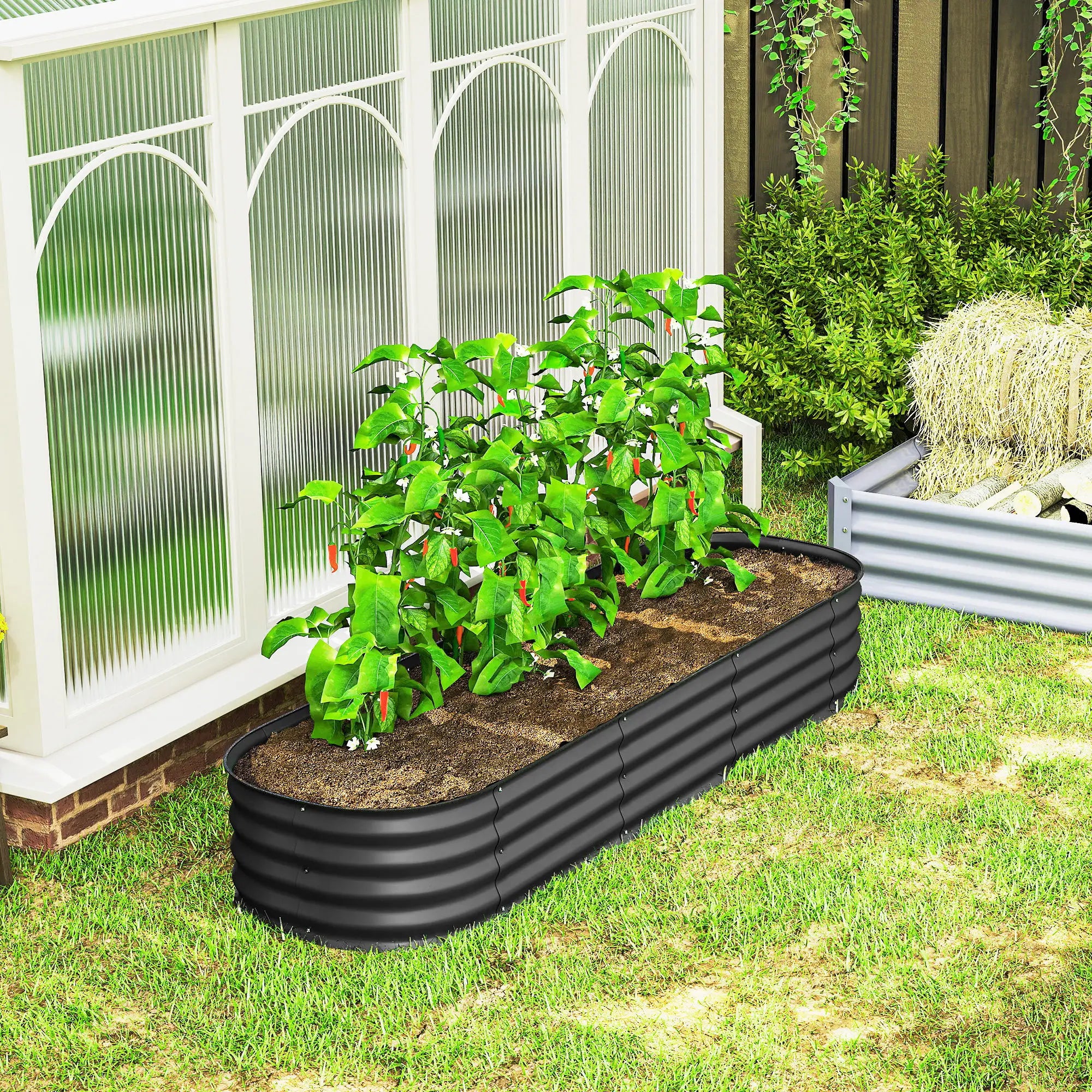 6.4 x 2 x 1ft Galvanized Raised Garden Bed, Metal Planter Box, Dark Grey Raised Garden Beds at Gallery Canada