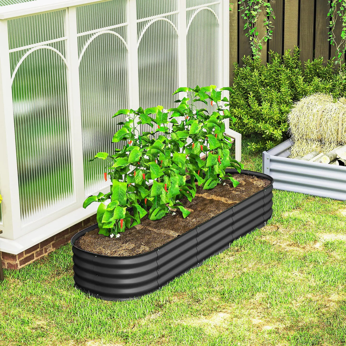 6.4 x 2 x 1ft Galvanized Raised Garden Bed, Metal Planter Box, Dark Grey Raised Garden Beds at Gallery Canada