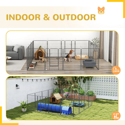 16 Panel 39" Heavy Duty Dog Playpen, Small Medium Large Dogs, Grey Houses, Kennels & Pens at Gallery Canada
