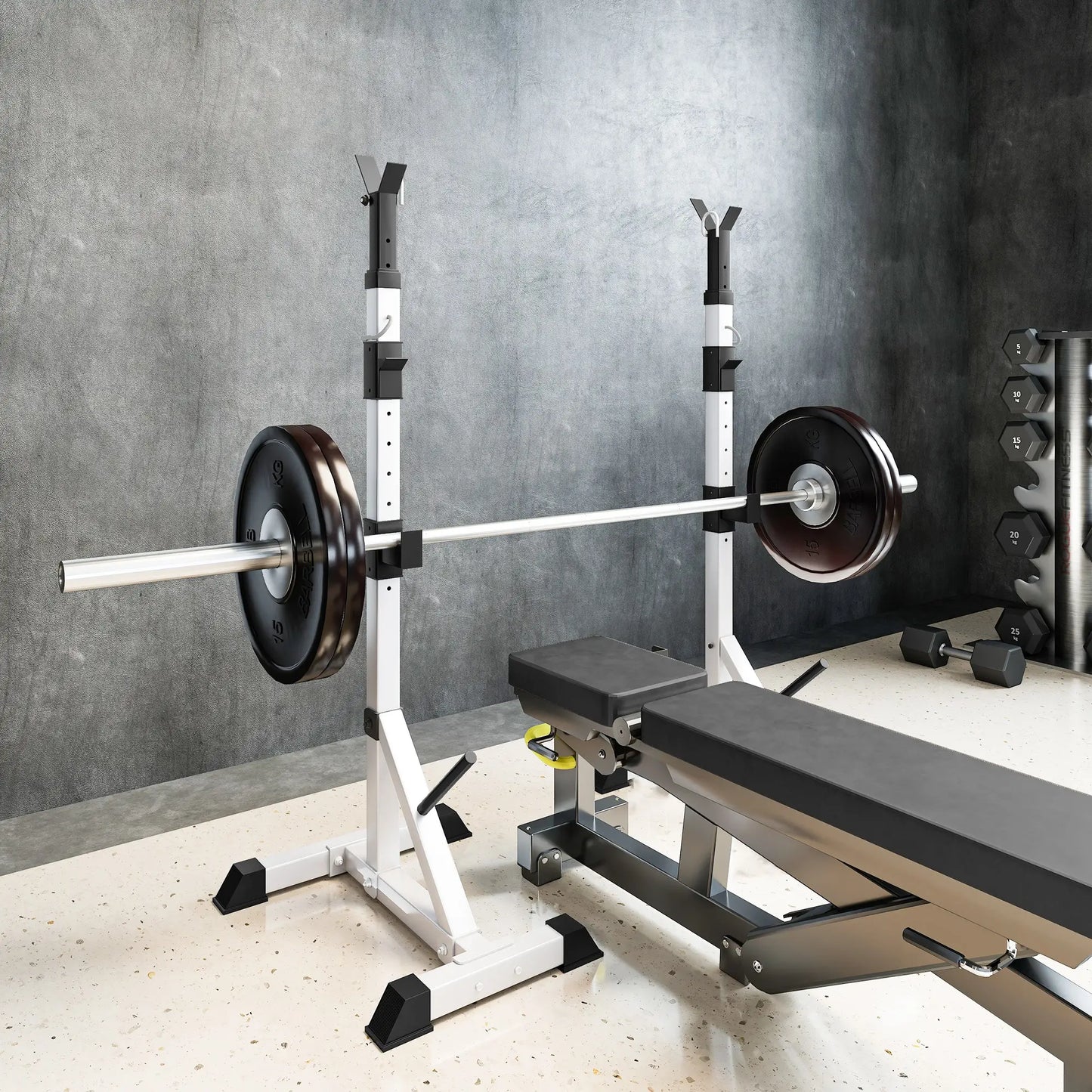 2-Piece Barbell Rack, 53.5"-69.3" Adjustable, 440LBS Capacity Power Towers at Gallery Canada