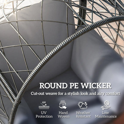 Rattan Egg Chair, Indoor Outdoor Lounger with Cushions, Cup Holder, Grey Patio Chairs at Gallery Canada