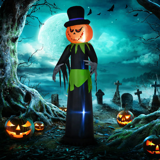 8ft Inflatable Pumpkin Head Ghost, Hat, LED Lights, Yard Decoration Halloween Decorations Black at Gallery Canada