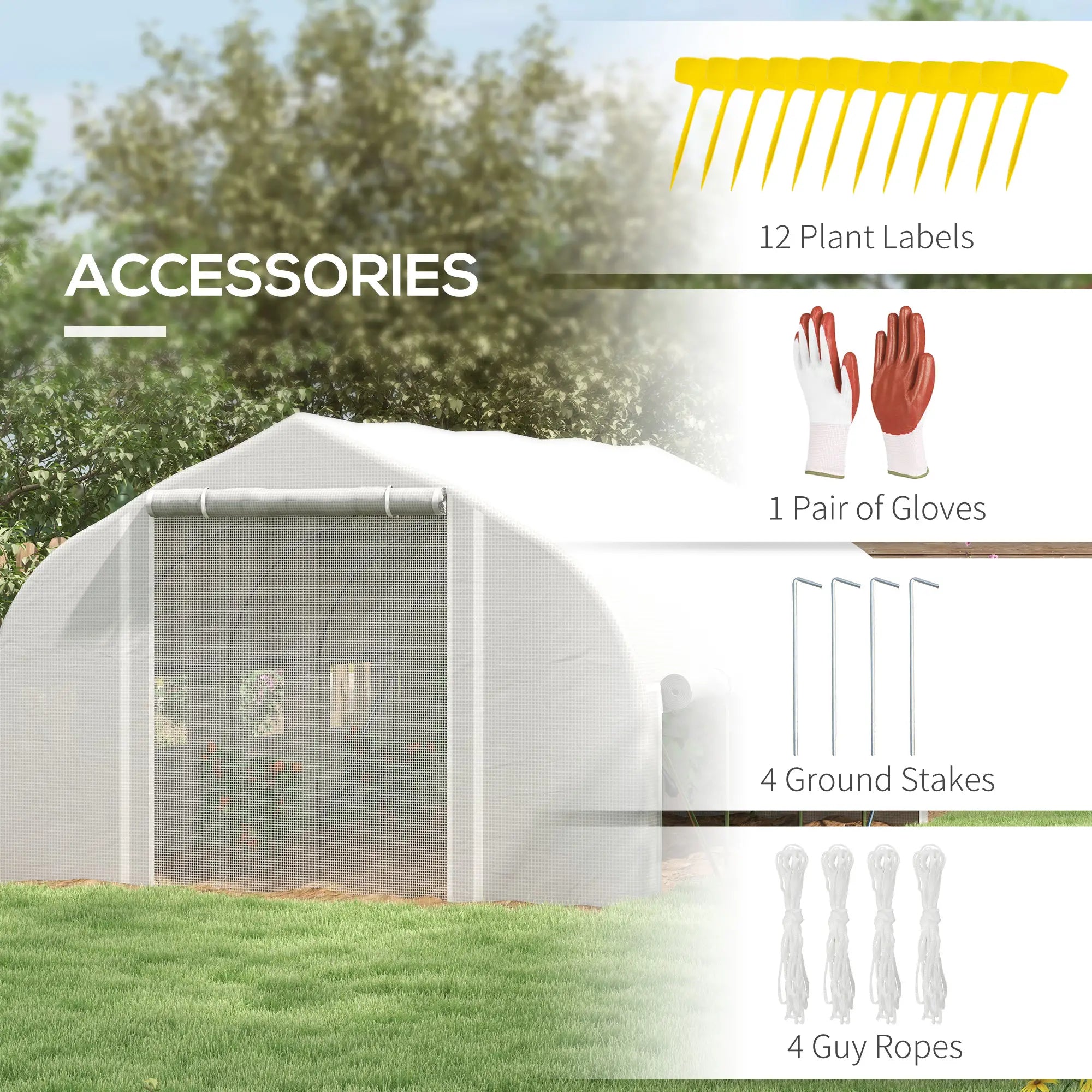 13 x 9.8ft Walk-in Greenhouse, Zipped Sidewalls, Mesh Door, White Tunnel Greenhouses at Gallery Canada
