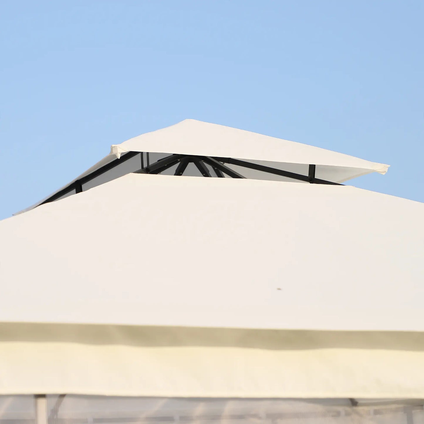 10'x10' Steel Patio Gazebo, Soft-Top, 2-Tier Polyester Roof, White Gazebos at Gallery Canada