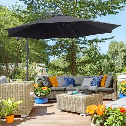 10' Deluxe Patio Umbrella, Outdoor Market Parasol, Black Cantilever Umbrellas at Gallery Canada
