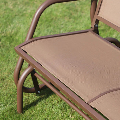 Steel Sling Fabric Gliding Bench, Outdoor Garden Swing Chair, Coffee Brown, Brown Outdoor Gliders at Gallery Canada