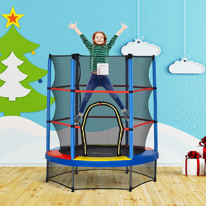 55" Kids Trampoline with Enclosure Net, Indoor/Outdoor, Multi-Coloured Trampolines at Gallery Canada