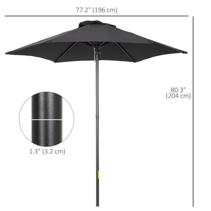 6.6FT Outdoor Patio Umbrella, 6 Solid Ribs, Black Patio Umbrellas at Gallery Canada