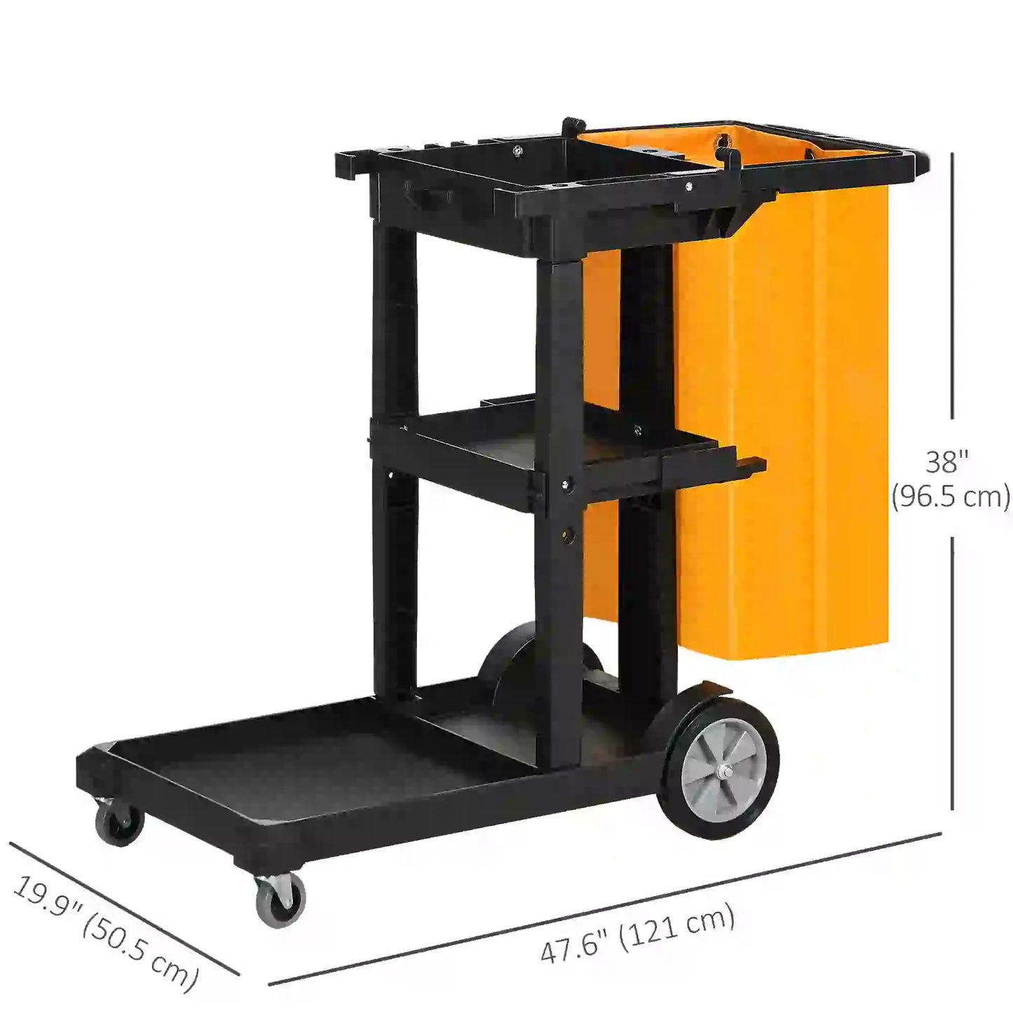 Janitorial Cart With 3 Shelves, Cleaning Cart On Wheels, Black Household Supplies at Gallery Canada
