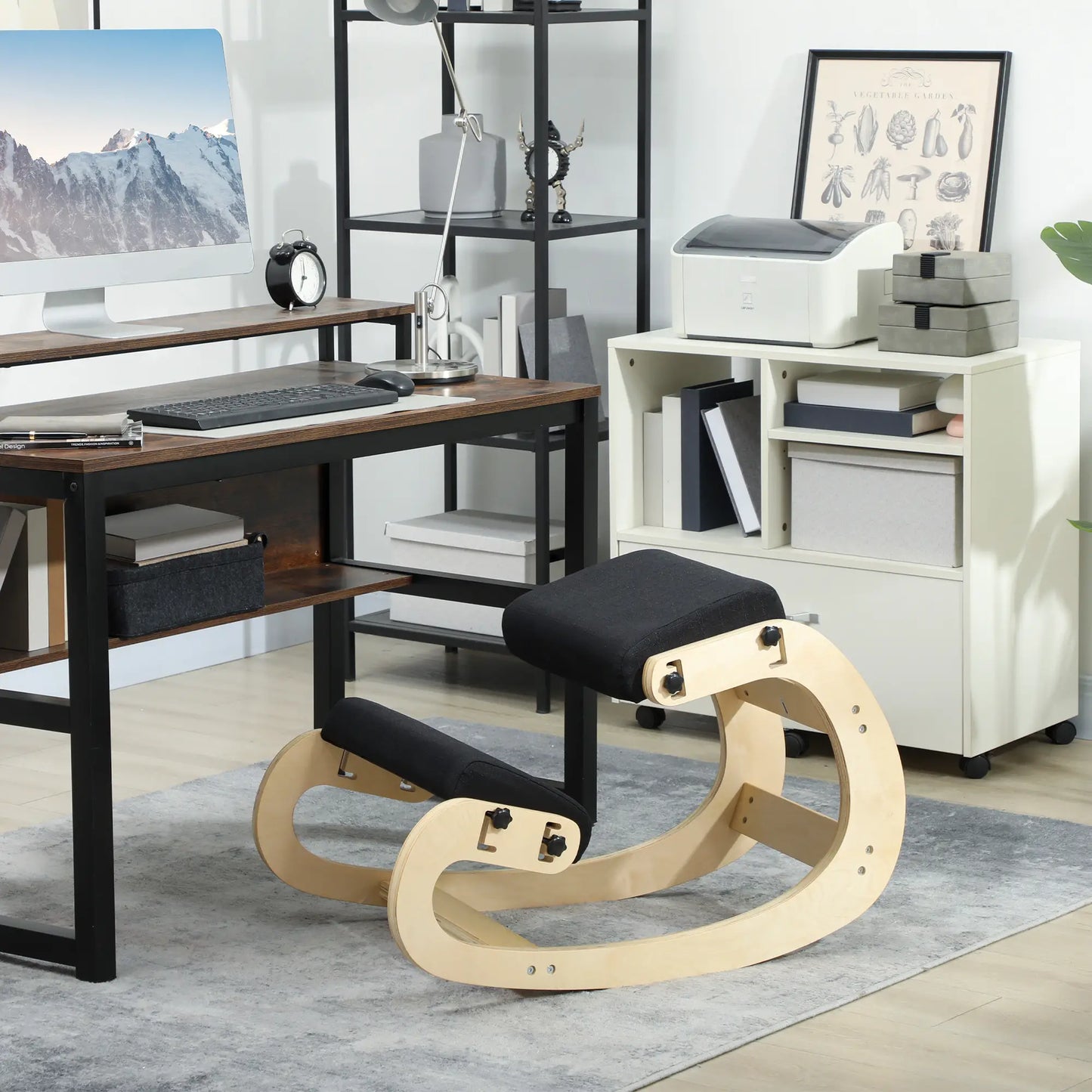 Adjustable Wood Kneeling Chair, Ergonomic Stool, Black Office Chairs at Gallery Canada