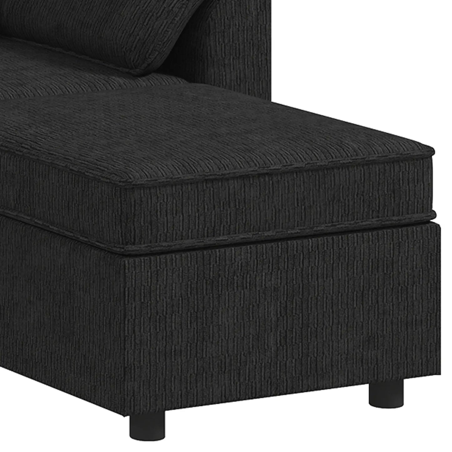 Reversible Sectional Sofa Bed With Storage Ottoman, Black
