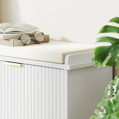 Entryway Bench with Padded Seat, Flip-Drawers, Holds 529lbs, White Shoe Storage Cabinets & Racks at Gallery Canada