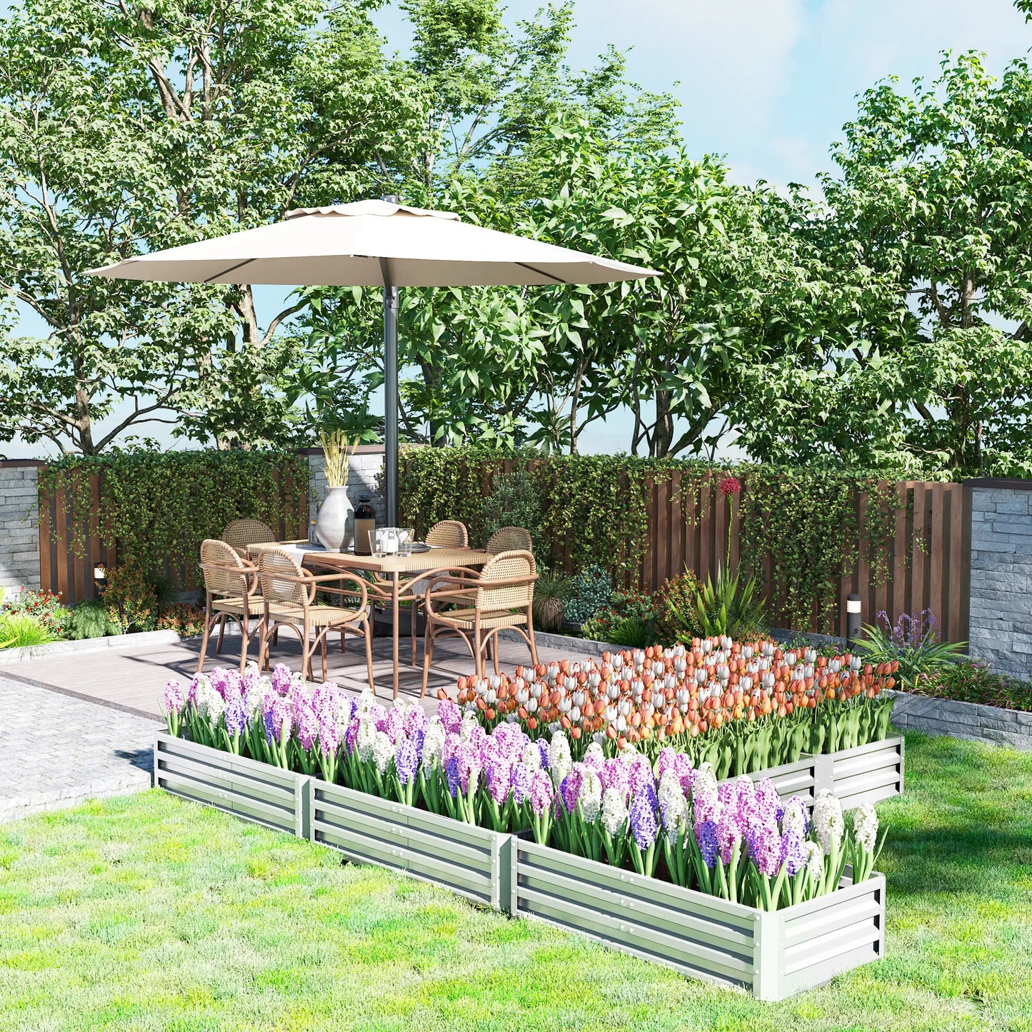 Steel Raised Garden Bed, 8x8x1ft, Set of 5 Large Planters, Silver Raised Garden Beds at Gallery Canada