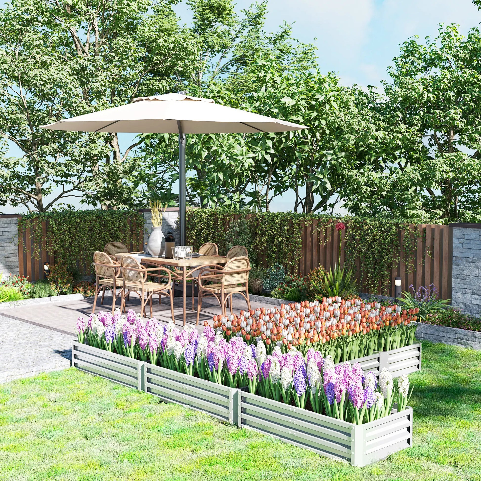 Steel Raised Garden Bed, 8x8x1ft, Set of 5 Large Planters, Silver Raised Garden Beds at Gallery Canada