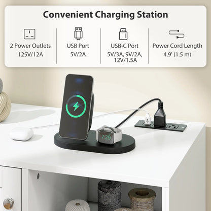 Rolling Sewing Machine Table, Folding Craft Table with Drawers, White Sewing Cabinets at Gallery Canada