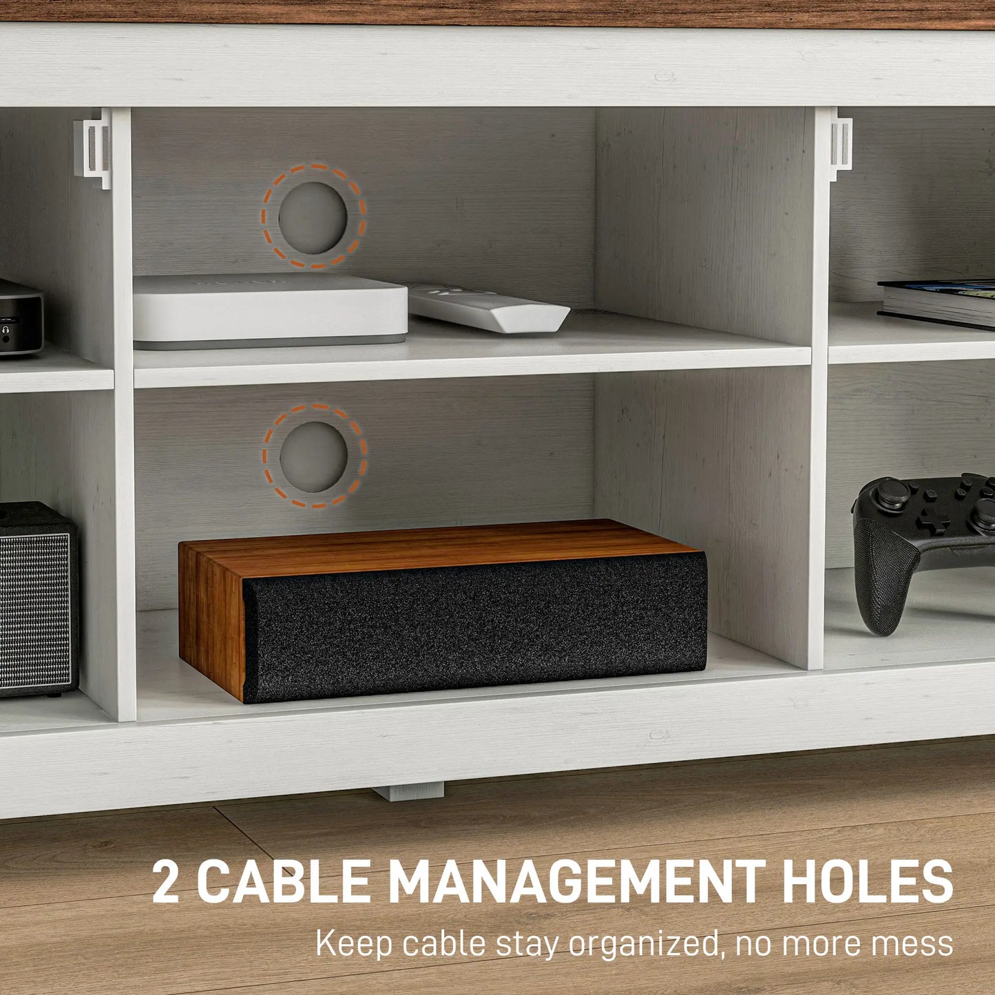 Farmhouse TV Stand for 65" TV, Barn Doors, Distressed White, White TV Stands at Gallery Canada