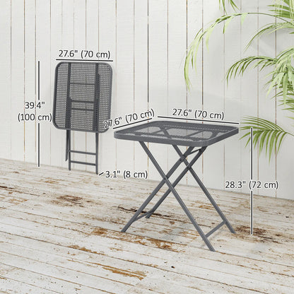 27.5" Square Outdoor Folding Table, Grid Rattan-Like Top, Light Grey Patio Dinning Tables at Gallery Canada