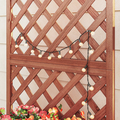 2.4 x 1 x 4.9 ft Wooden Pine Trough Planter with Trellis, Orange Wooden Planter Boxes at Gallery Canada