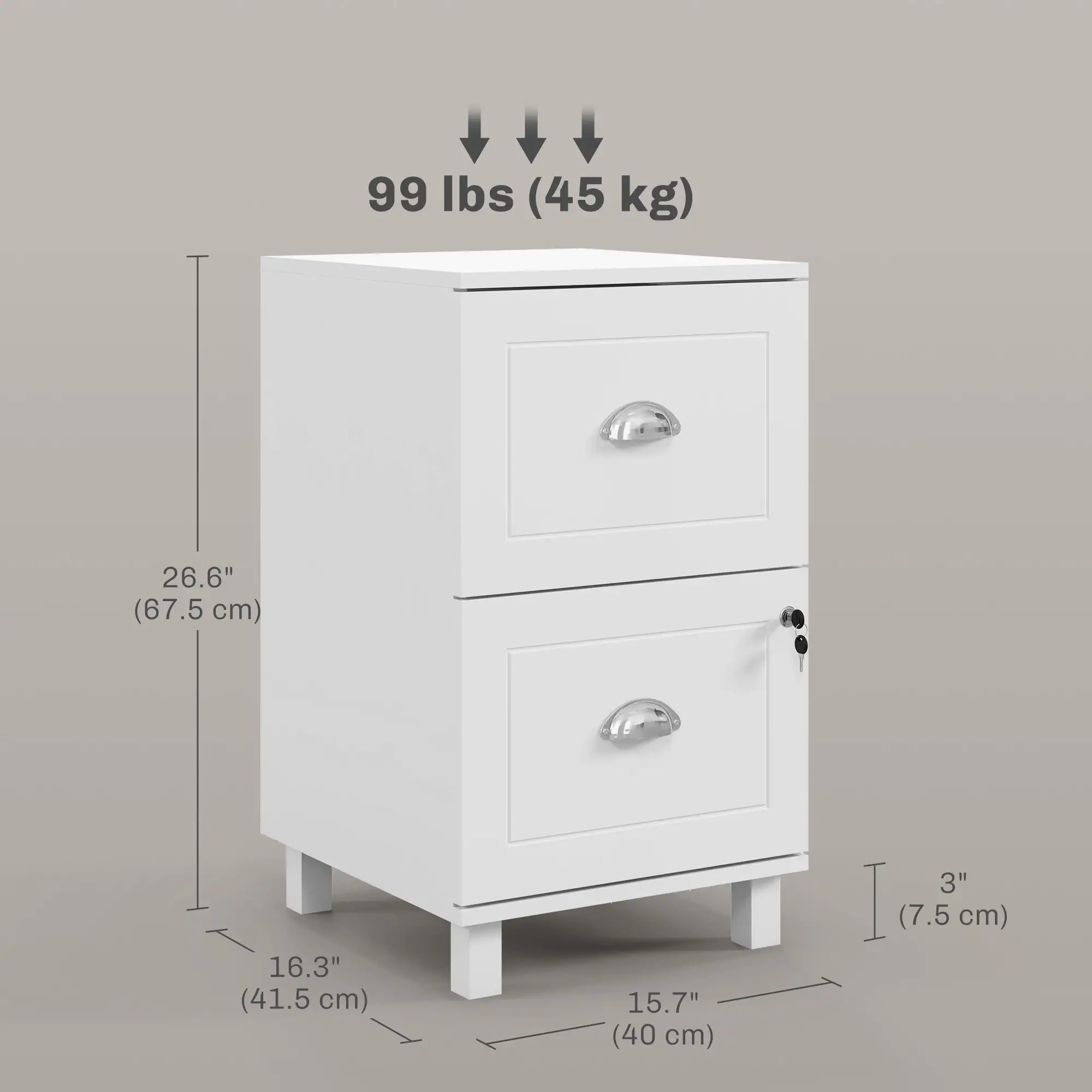 2-Drawer Small Filing Cabinet, Lockable, Adjustable Hanging Bars, White Office Cabinets & Cupboards at Gallery Canada