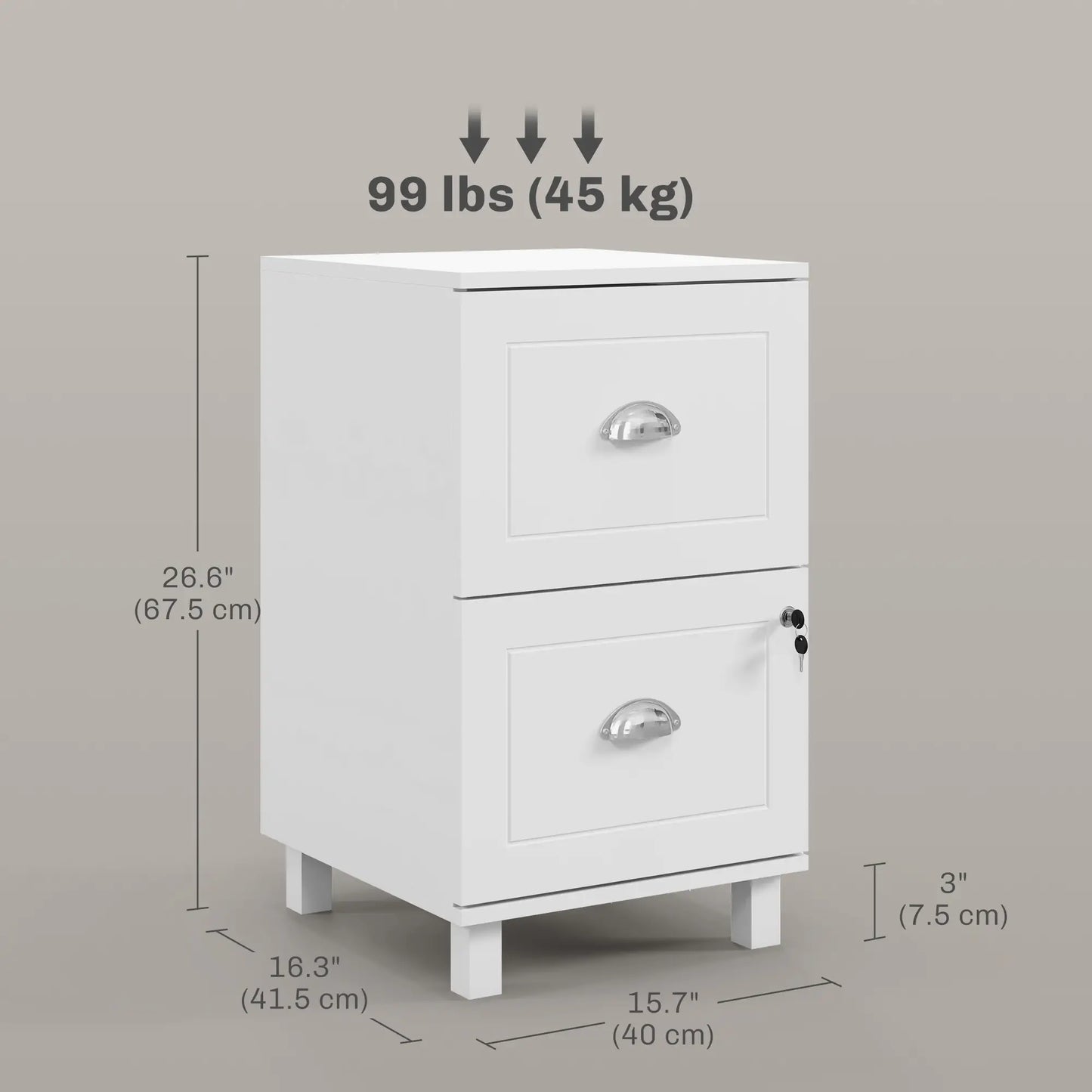 2-Drawer Small Filing Cabinet, Lockable, Adjustable Hanging Bars, White Office Cabinets & Cupboards at Gallery Canada