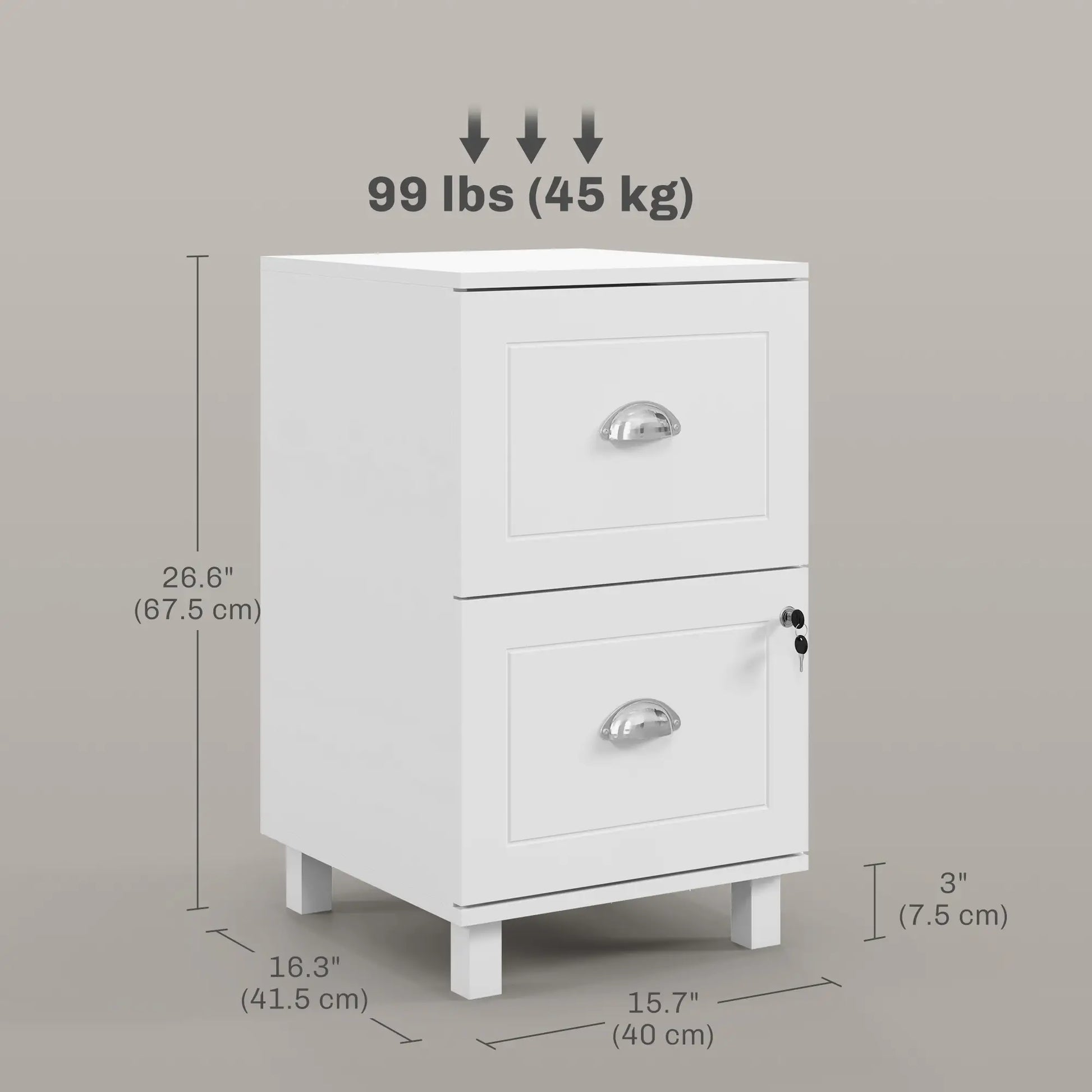 2-Drawer Small Filing Cabinet, Lockable, Adjustable Hanging Bars, White Office Cabinets & Cupboards at Gallery Canada
